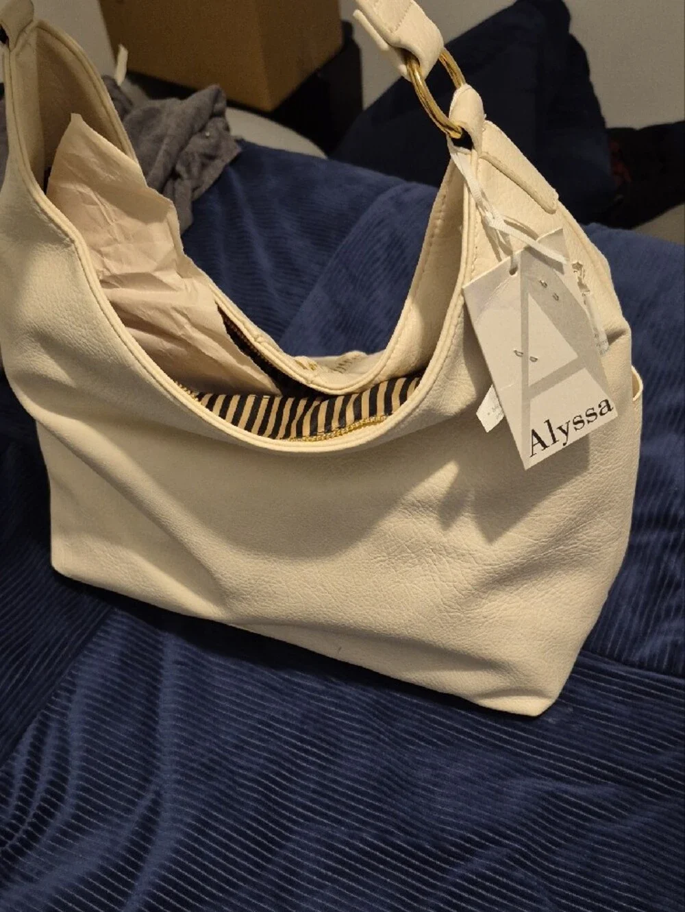 Cream Woven Accent Women’s Shoulder Bag